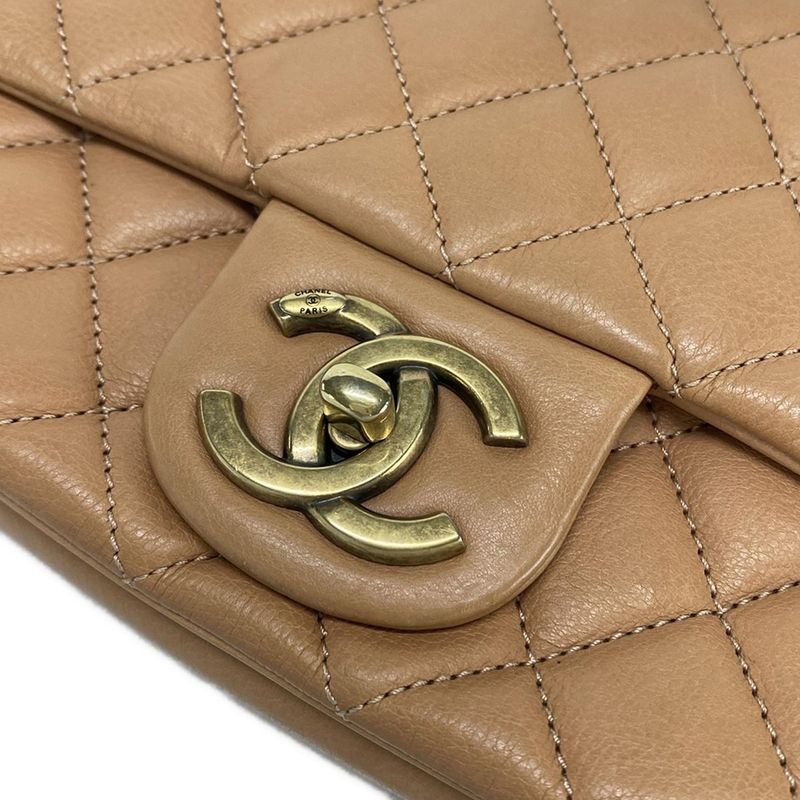 Chanel Shoulder Bag Single Flap Matelasse Light Brown Chain Shoulder/vintage