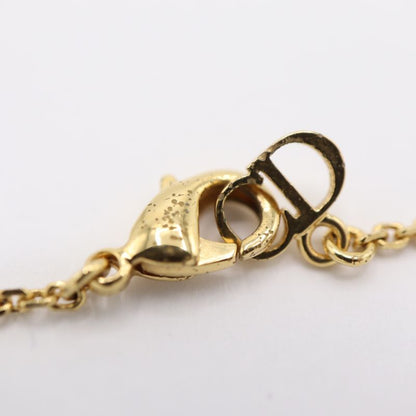 Christian DIOR Necklace CD Logo Faux Pearl Approx 4.3g Gold Color Accessory