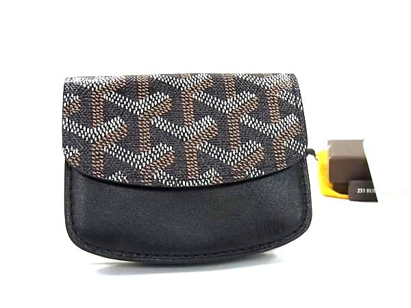 Goyard Herringbone Leather Coin Case Coin Purse Ladies Men's Black Bp4055