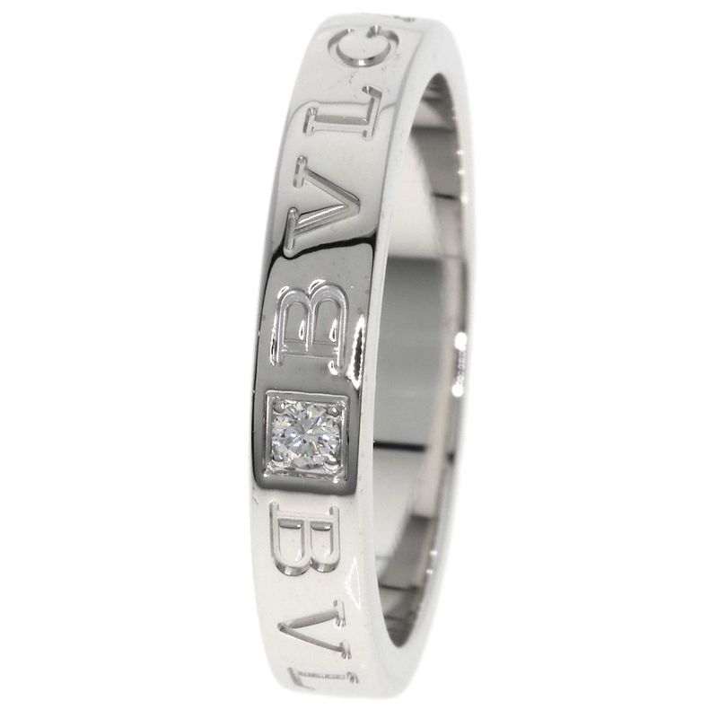 Bvlgari Bulgari Double Logo 1P Diamond Ring And Ring 18K White Gold Ladies