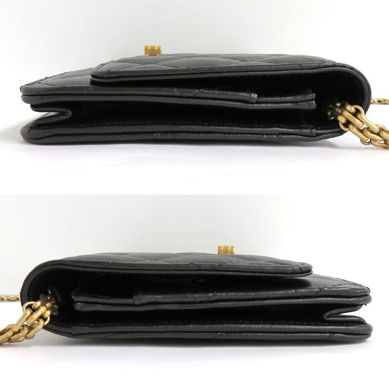 Chanel Matelasse 2.55 Chain Wallet Aged Calfskin Antique Gold Hardware