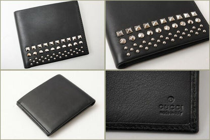 Gucci Wallet Gucci Fold Wallet Leather Studded Black 387455 Ap0qn 1000 Unused