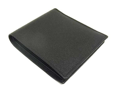 Bvlgari Leather Bifold Wallet Coin Purse Billfold Card Holder Men's Black