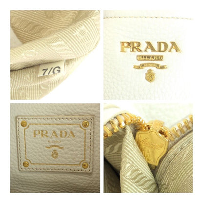 Prada Vittero Dino White Gold Hardware Leather Bn2534 Tote Handbag Women 505135