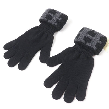 Hermes 100% Cashmere Margiela Period H Logo Knit Gloves Black SM Made In Italy