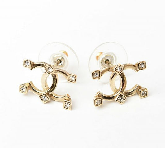Chanel Earrings Accessories Chanel Earrings CC Rhinestone Gold