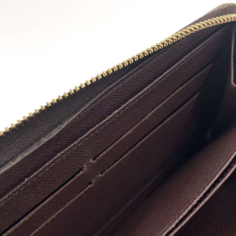 Louis Vuitton Zippy Wallet Damier Ebene Damier Ebene PVC Brown Round Zipper