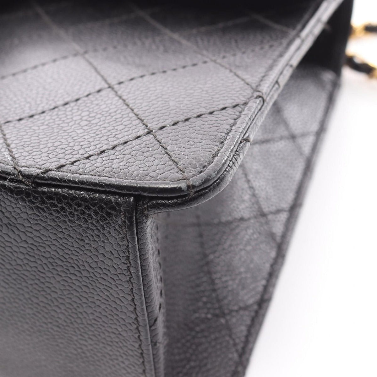 Chanel Shoulder Bag Quilted Black Caviar Leather Chain — view 9