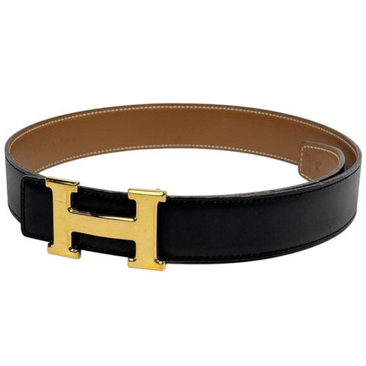 Hermes Constance Reversible Belt Box Calf Courchevel Black Gold
