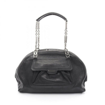 Bvlgari Shoulder Bag Parentesi Black Leather Chain