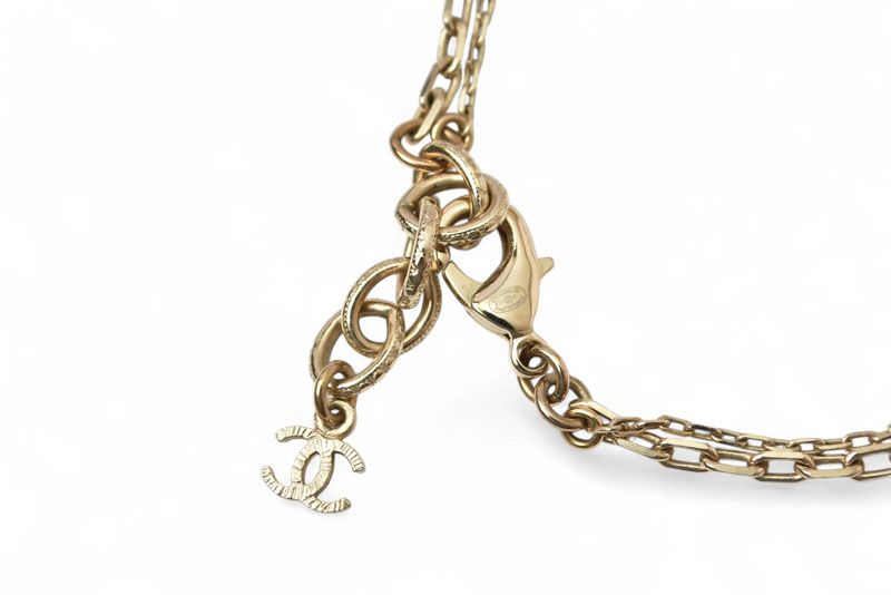 Chanel Necklace Pendant Chnael Coco CC I LOVE Chanel Heart 2strand Choker Gold