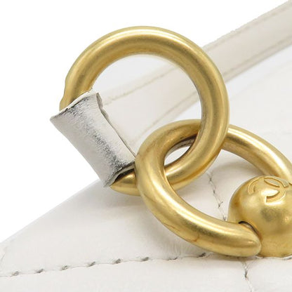 Chanel Shoulder Bag Mini Beauring Bag Lambskin White Gold Hardware Chain