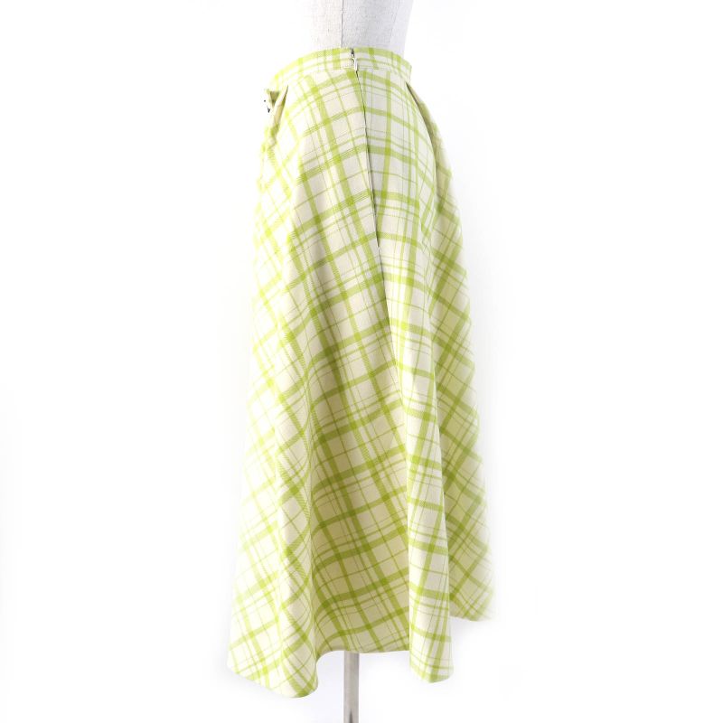 Christian DIOR 21AW 141j46a1342 100% Wool Logo Buckle Checkered Flared Skirt