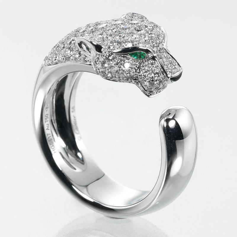 Cartier Panthère 18kwhite Gold × Diamonds × Emerald #18 Ladies 15.94g Ring