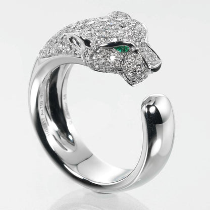 Cartier Panthère 18kwhite Gold × Diamonds × Emerald #18 Ladies 15.94g Ring
