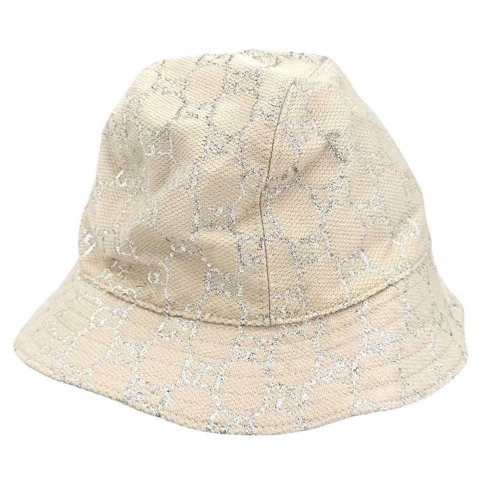 Gucci Hat GG Lame Bucket Hat M All Over Pattern Hat Wool Nylon Metallic Fiber