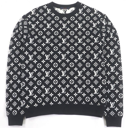 Louis Vuitton 20 SS Monogram Jacquard Crew Neck Sweatshirt Black White XS