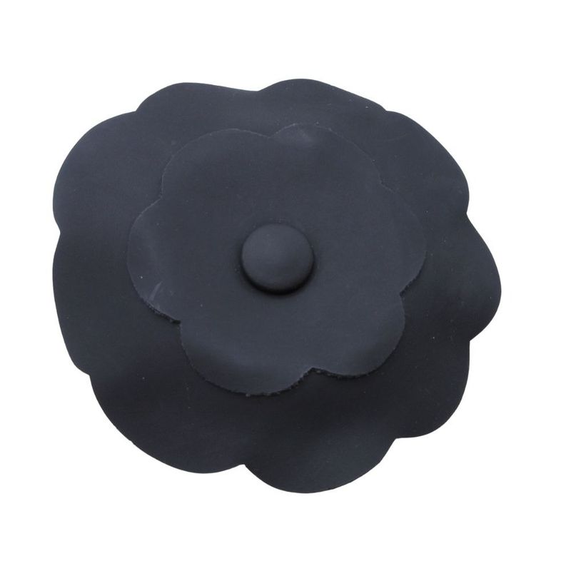 Good Chanel Camellia Leather Corsage Brooch Formal Accessory Black Ladies Used