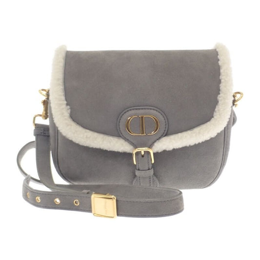 Dior Bobby Medium Shoulder Bag Suede Mouton Gray Gold Hardware Fall