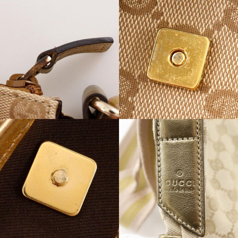 Gucci 145857 GG Canvas Beige Women Shoulder Bag