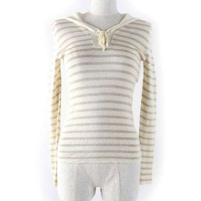 Christian DIOR 214s27am903 Linen Cashmere Silk Blend Striped Sailor Collar Knit