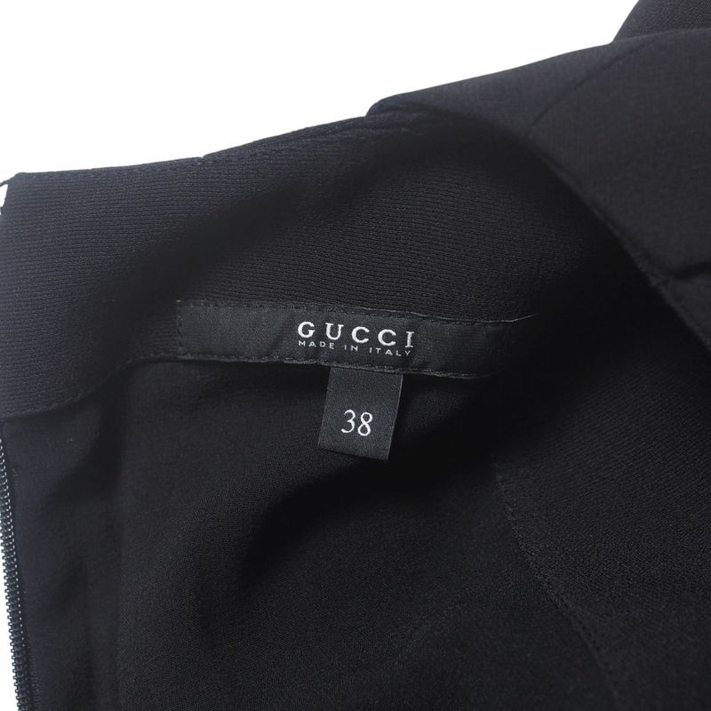 Gucci Dress Size 38 Short Sleeves Dress Silk Black Made In Italy 20250428 Ra4481