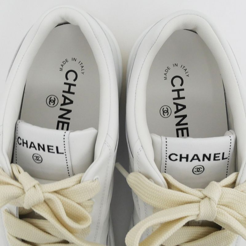 Chanel Coco Mark Sneakers - Gg39978 24P Size 39 24.5cm (9.65in) White