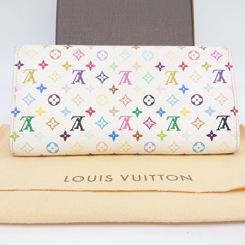 Louis Vuitton Sarah Bron Multicolor Beige Long Wallet Foldable Wallet Box/storag