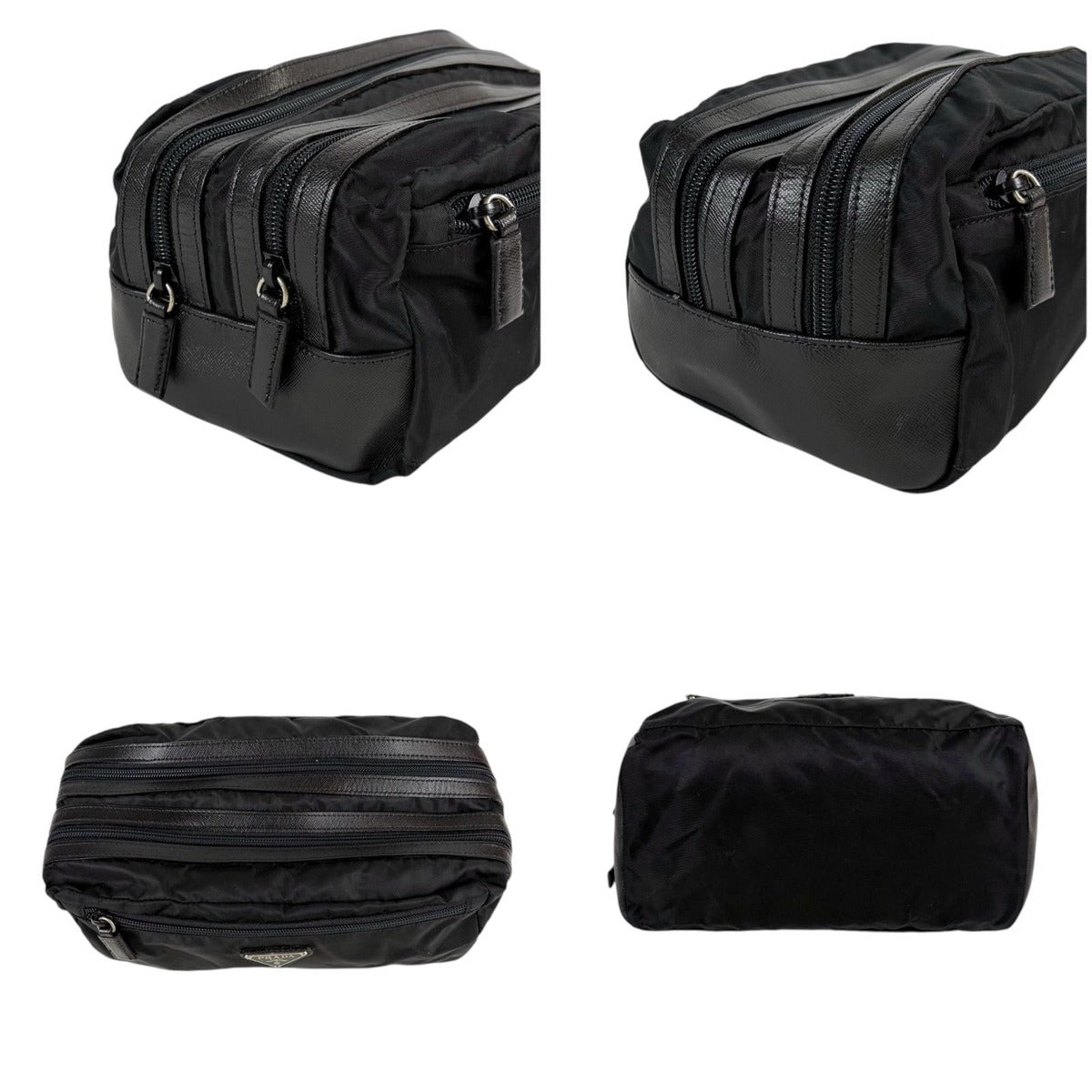 Prada Triangle Logo Clutch Multi Pouch Black Tessuto — view 4