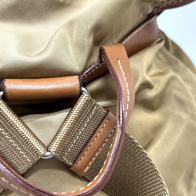 Prada Backpack Sac Logo Plate Nylon Brown