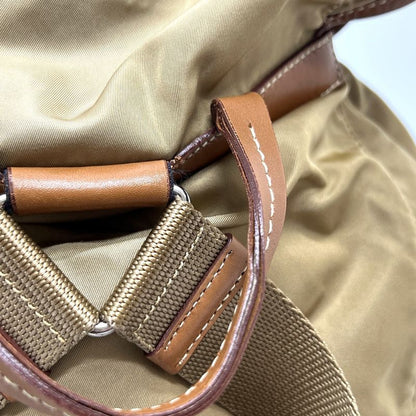 Prada Backpack Sac Logo Plate Nylon Brown