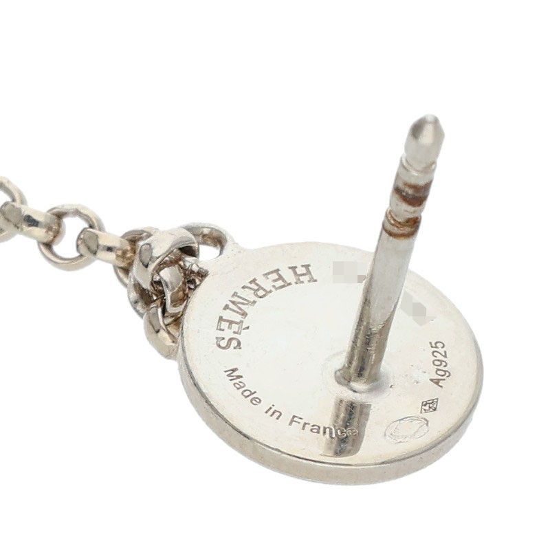 Hermes Exlibris Silver Hoop Earrings Men's