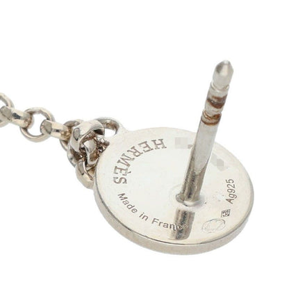 Hermes Exlibris Silver Hoop Earrings Men's