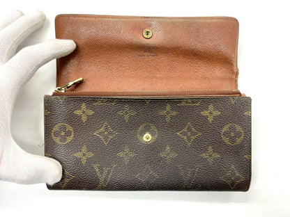 Louis Vuitton Monogram Pochette Porte Monet Cles Di Long Wallet M61725 Brown