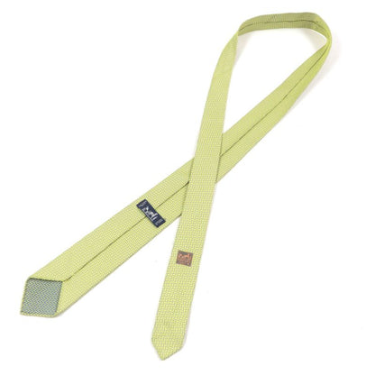 Hermes 100% Silk H Motif All Over Tie Yellow With Box Made In France Men's