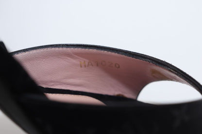 Louis Vuitton Monogram Satin Mule Sandals Women's 37 Ma1020 Black Made In Italy