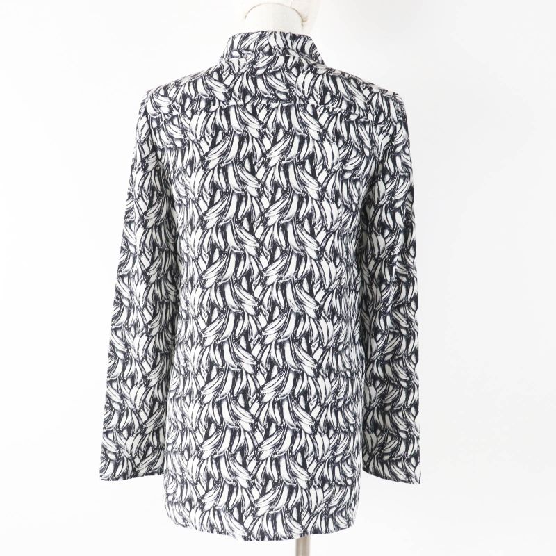 Prada 18AW P491c 100% Silk 100% Banana Allover Print Long Sleeve Shirt Black