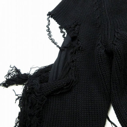 21aw Balenciaga 662718 T3212 Destroyed Knit Hoodie Black Campaign Logo XS