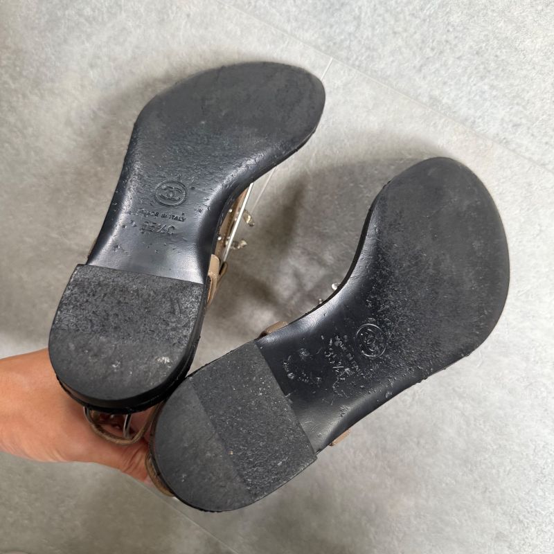 Chanel Thong Sandals Matelasse Coco Mark Flat Shoes Sandals Black Beige Silver