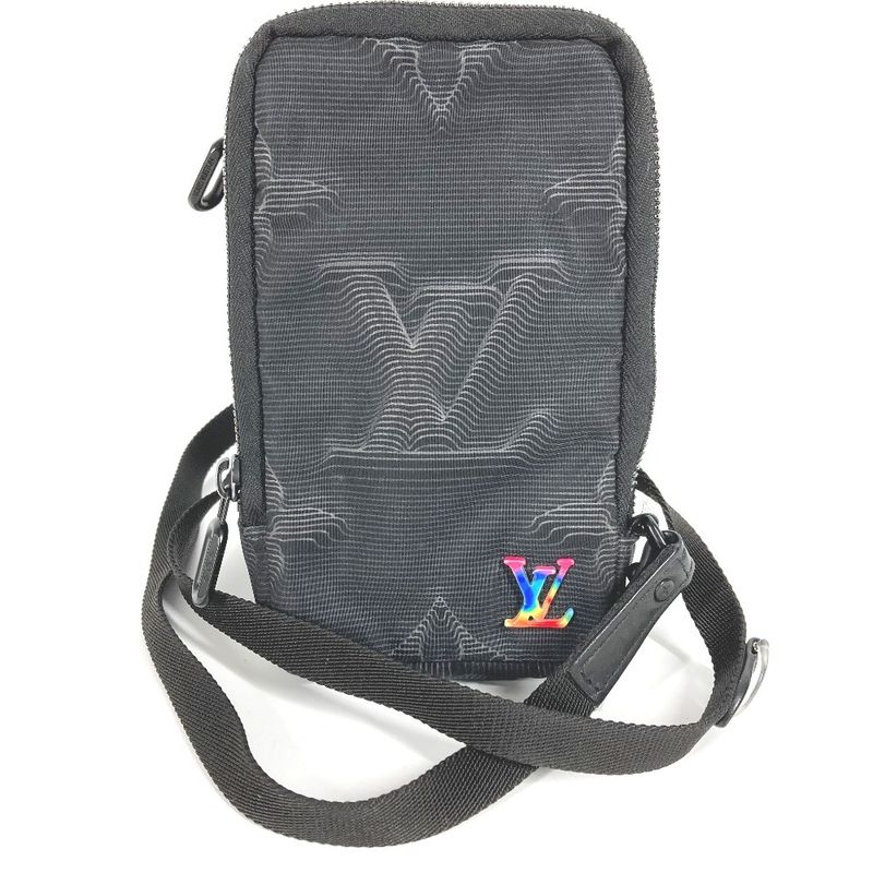 Louis Vuitton Shoulder Bag 3dmonogram Double Phone Pouch M80141 Nylon Black