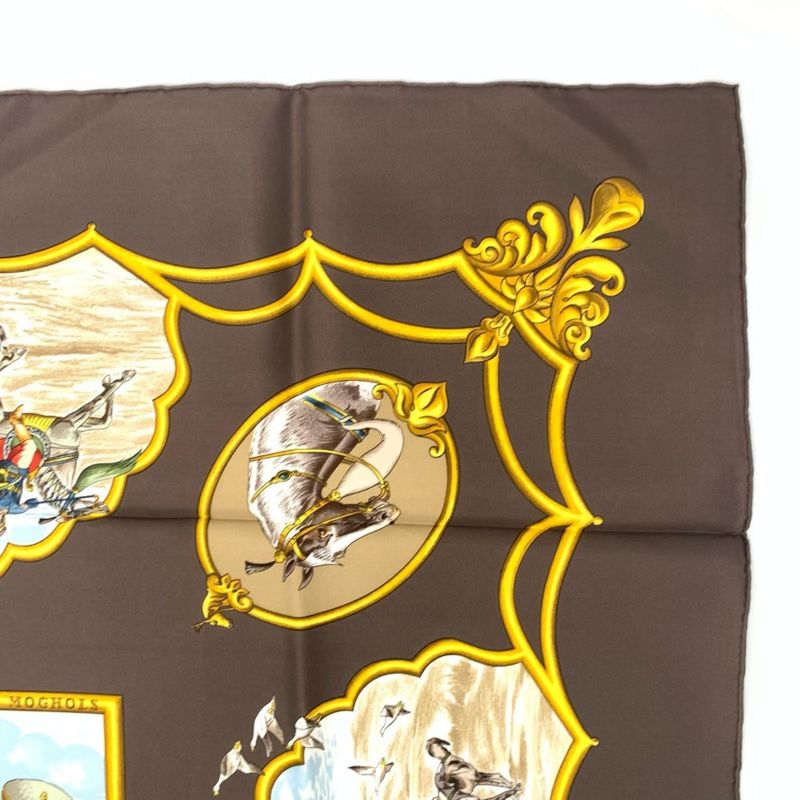 Grade Hermes Carre 90 LES Chevaux DES Moghols Mughal Dynasty Horse Scarf 100%