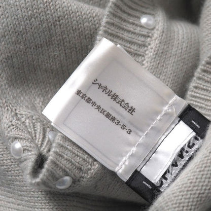 Chanel Dress Size 38 P53 Coco Mark Sleeveless Faux Pearl Cashmere Blend Knit