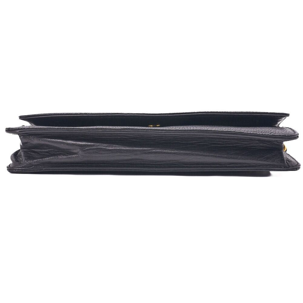 Chanel Shoulder Bag Chain Wallet Caviar Skin Black Silver Hardware Push Lock