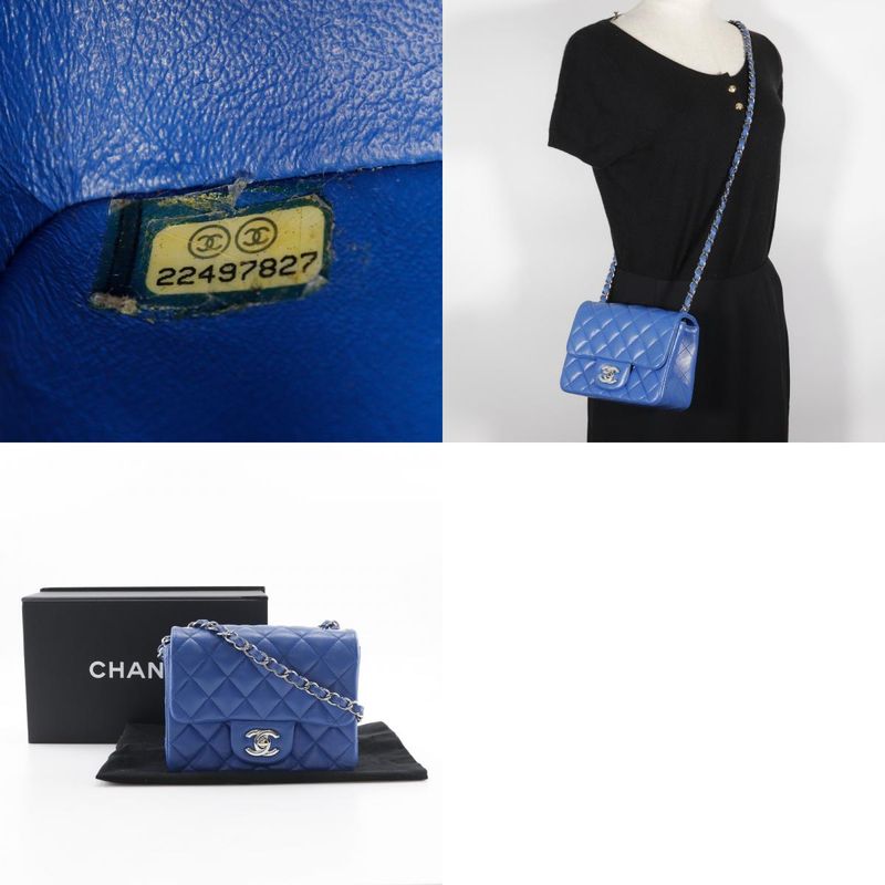 Chanel Chain Shoulder Matelasse A35200 Lambskin Blue Ladies Shoulder Bag