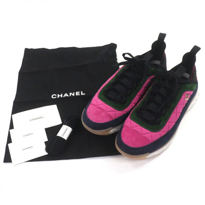 Chanel CC Logo Design Suede Leather Quilted Lace Up — view 2