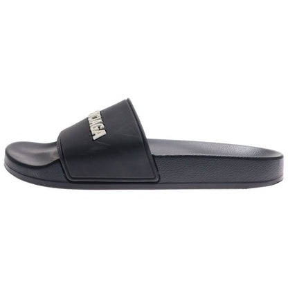 Balenciaga POOL Slides Slide Rubber Logo Flat Shower Sandals Black