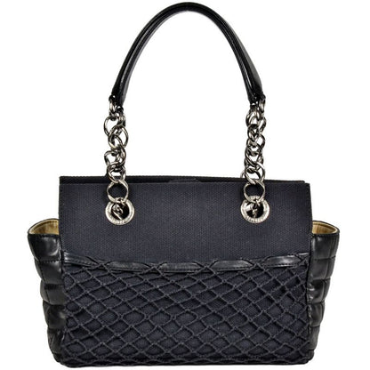 Chanel Coco Mark Chain Shoulder Bag Handbag Lambskin Canvas Black Decacoco Women