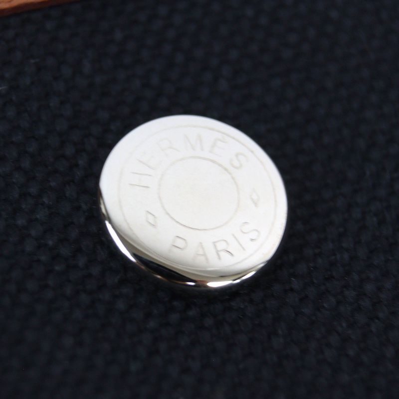 Hermes Garden Party Pocket Vertical Toile Military/negonda Serie Button Tote