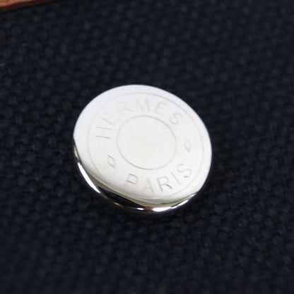 Hermes Garden Party Pocket Vertical Toile Military/negonda Serie Button Tote