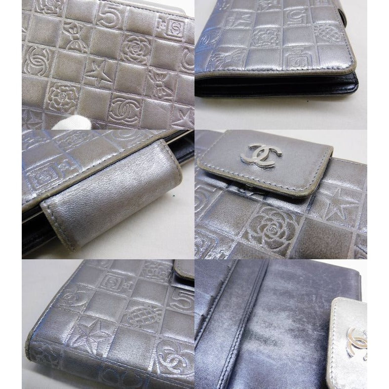 Chanel Icon Wallet Clasp Silver Leather CC Logo 7K — view 5